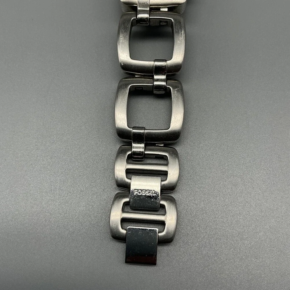 Fossil Womens Watch 24mm Stainless Steel ES-2277 Square Links New Battery 6.5